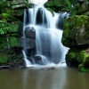 A section of the waterfall, taken in the grounds of Smithill's Hall, Bolton, Greater Manchester.