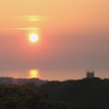 Sunset over Cromer, Norfolk, taken from 14th fairway of Royal Cromer Golf Course.