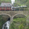 Llangollen railway - train on bridge near Horseshoe Falls