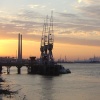 Sunset and Cranes on the Thames at Gravesend.