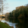 Durham Castle and River Wear in January.
