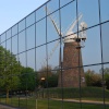 Reflection of a windmill on a business park in Swindon