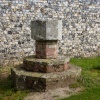 An old font in Blundeston Churchyard which previously belonged to the former nearby Church of Flixton