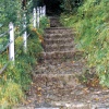 The steep steps down into the valley.