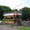 A tram by the old mine at the Black Country Museum