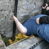 Hubby kissing the Blarney Stone