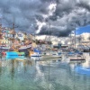Brixham Harbour as the rain started