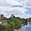 The River Wye with Hereford Cathedral in the background.