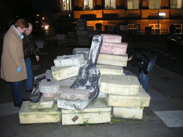 Suitcases sculpture at Hope Street, Liverpool