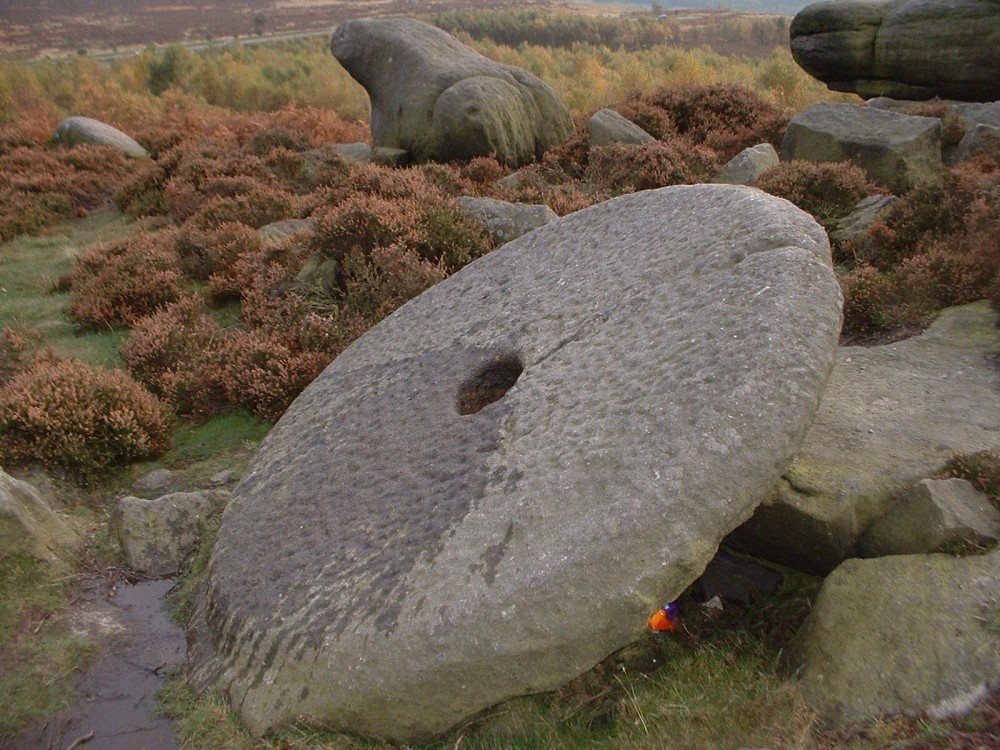 Mill stone, 'Surprise View' near Hathersage, Peak District.
