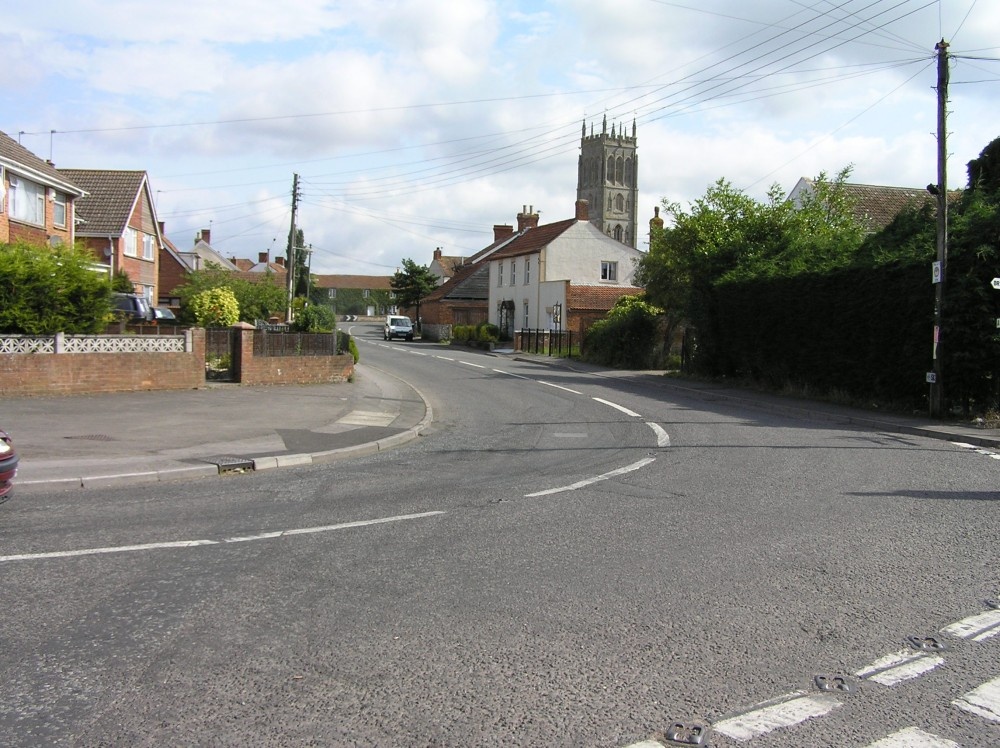 Westonzoyland, Somerset. The village including the church