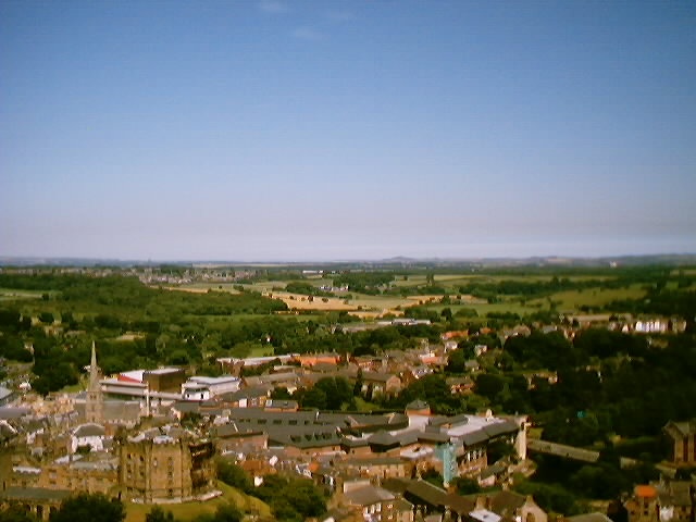 Durham Castle  & countryside from Durham Cathedral tower