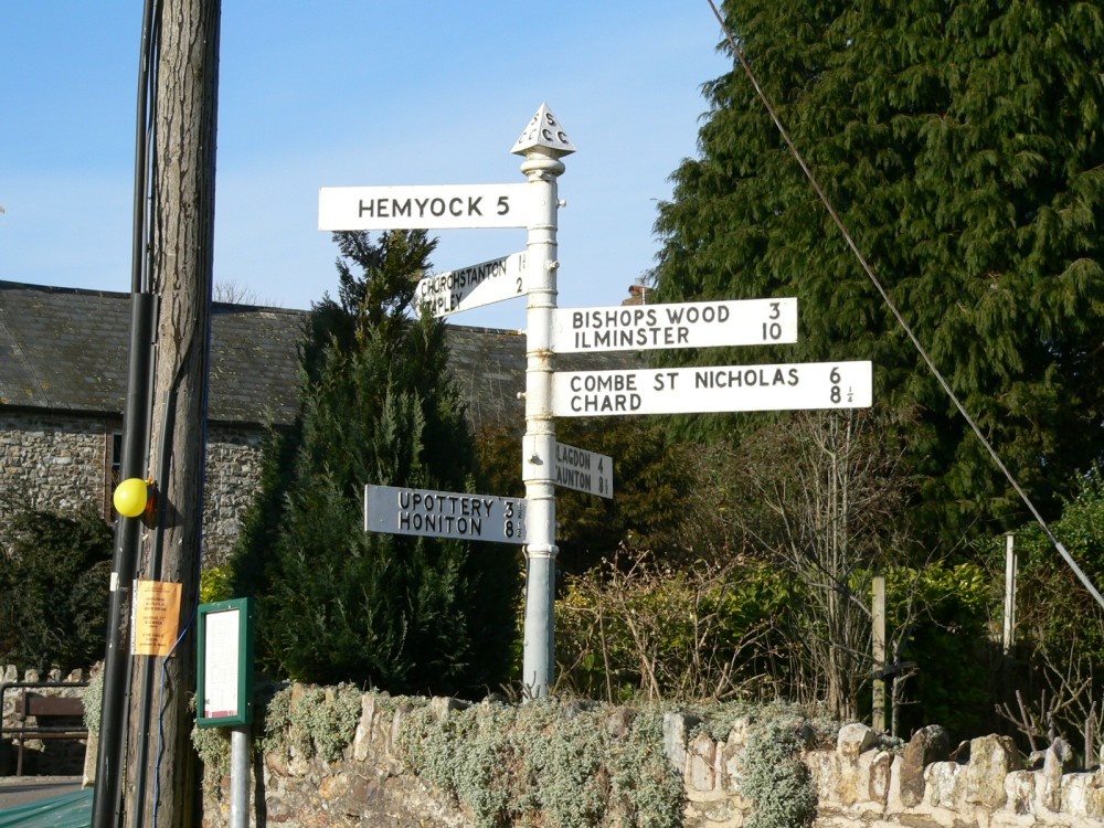 This sign post is in the village of Churchingford in the Blackdown hills, Somerset.