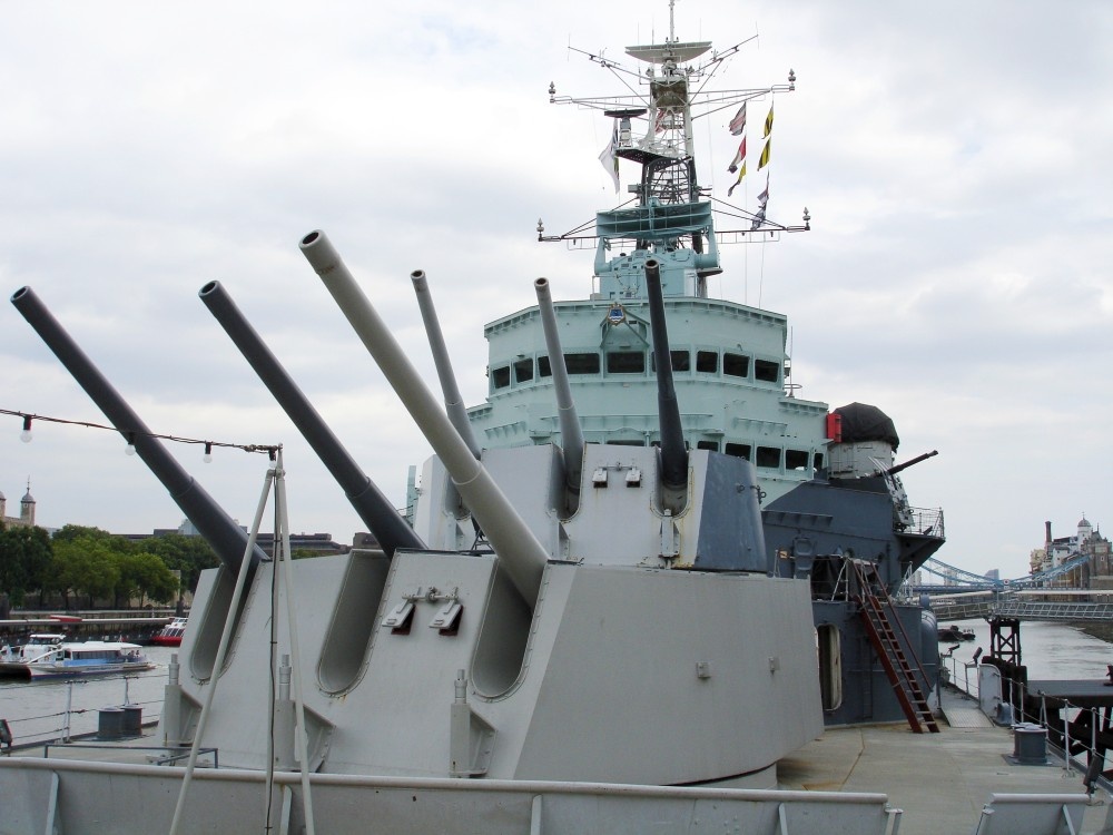 HMS Belfast, permanently moored on the South Bank, London