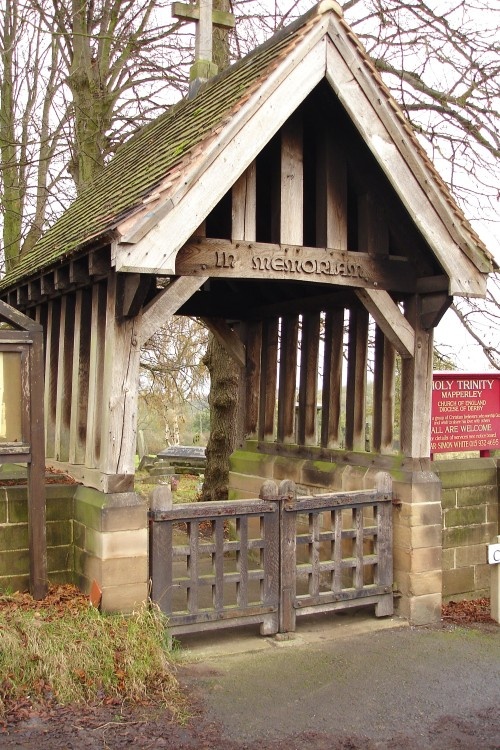 Holy Trinity Church Gates, the war memorial for Mapperley, Derbyshire