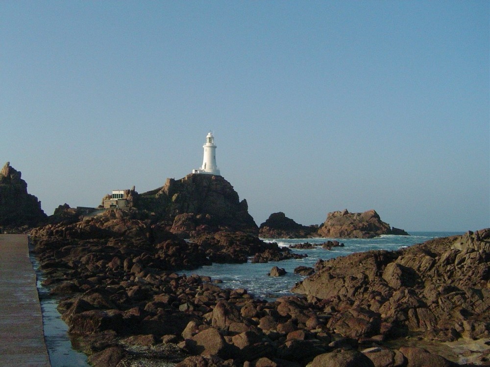 La Corbiere Lighthouse and causeway, Jersey, Channel Islands