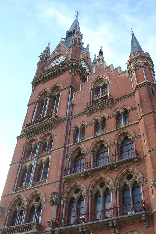 The magnificent (and being restored) former Midland Hotel at St Pancras Railway Station, London