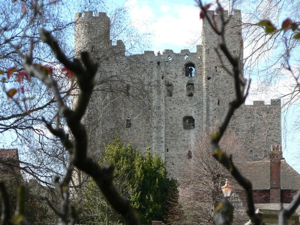 Rochester Castle from the cathedral cloister gardens