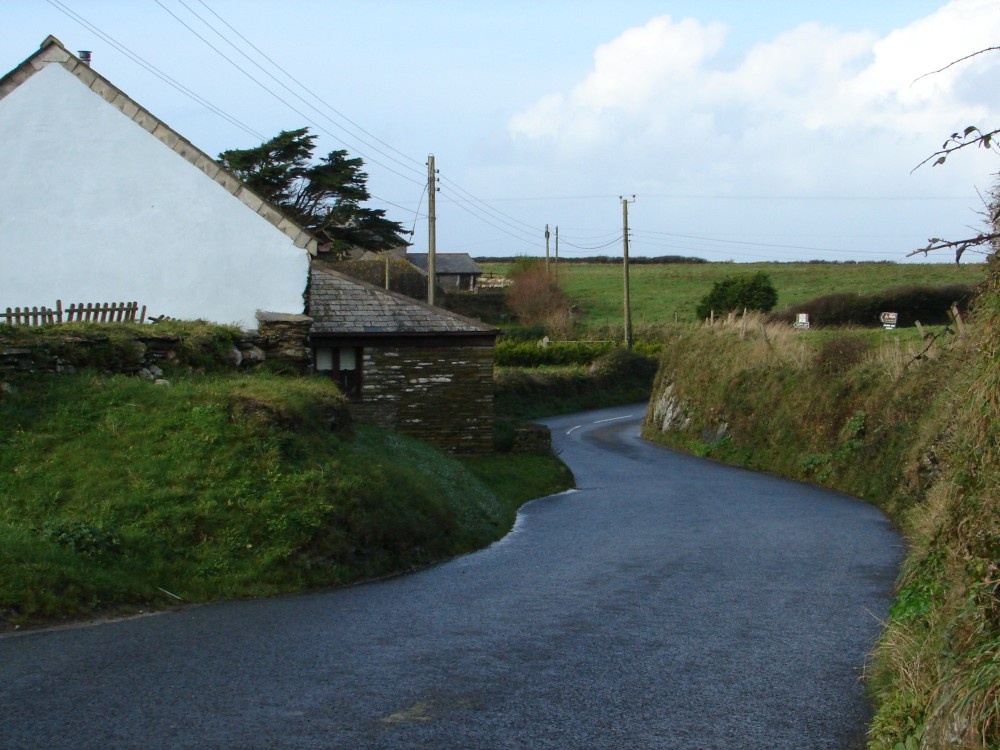 Typical cornish road... Near Porthcothan, Cornwall.