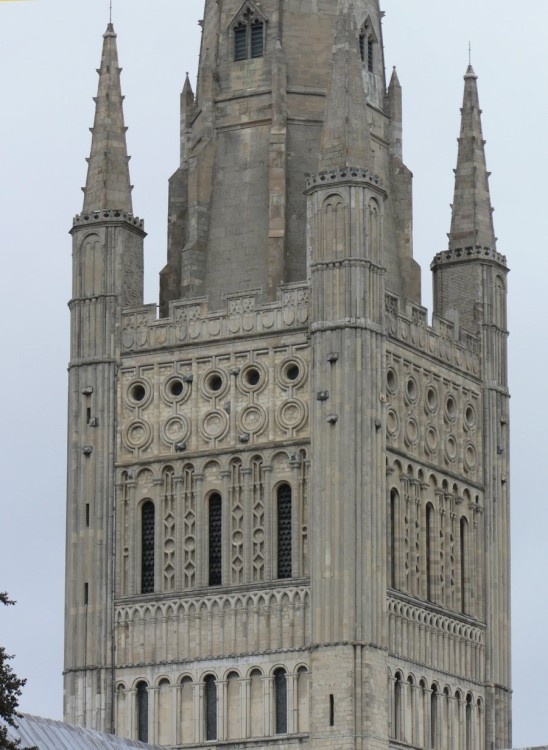 Close up of the tower of Norwich Cathedral