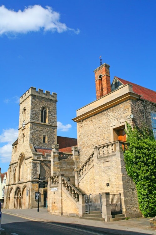 St Nicholas Church and the old buildings of John Roysse grammar school, Abingdon, Oxfordshire.