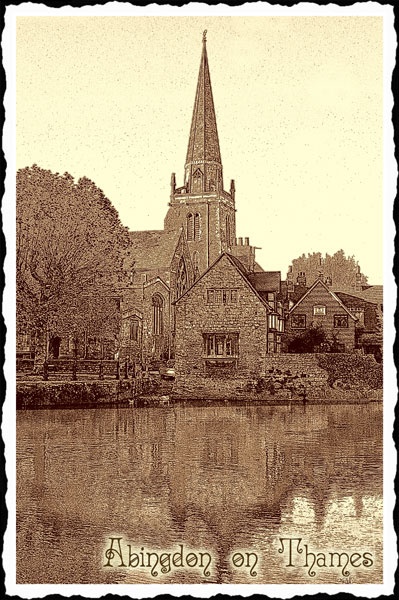 View across the Thames at St Helen's Church, Abingdon, Oxfordshire.