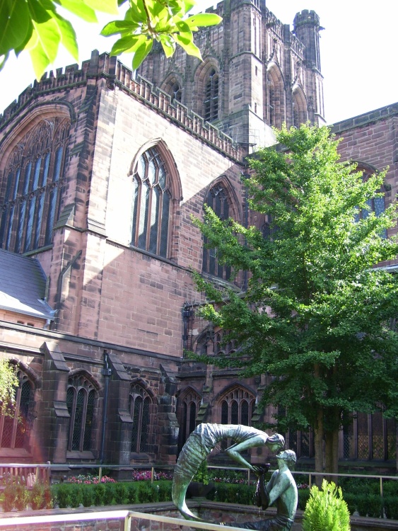 Chester Cathedral Courtyard, Chester, Cheshire.