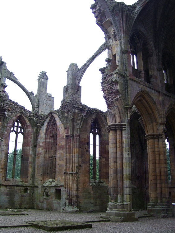 Ruins of Melrose Abbey, Melrose, Borders, Scotland.