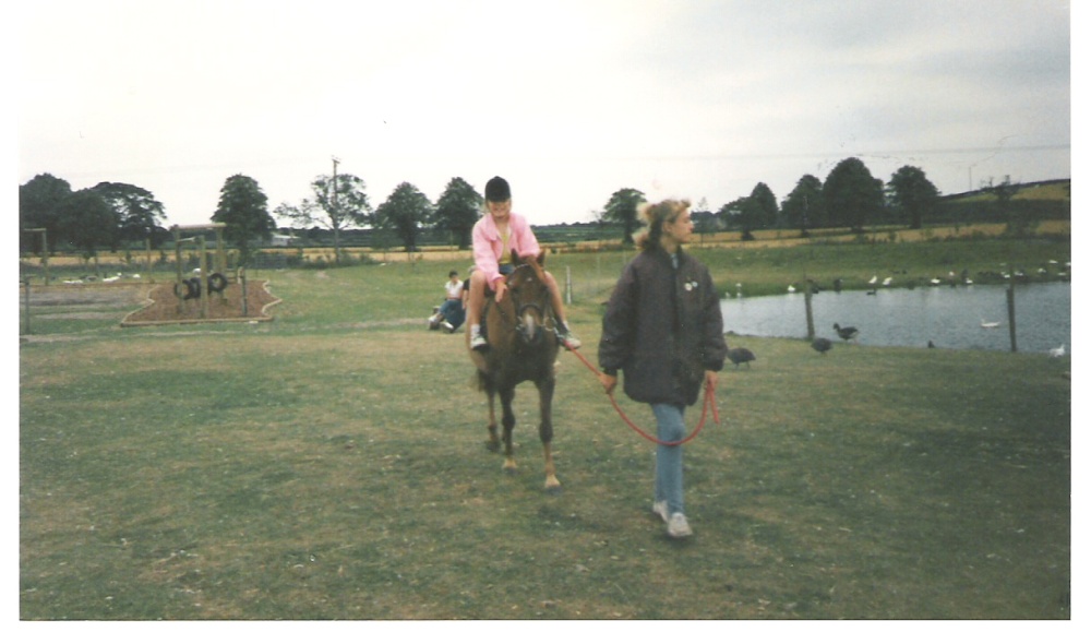 White Post Farm Park, Close to Farnsfield, Notts. Horse riding in 1990