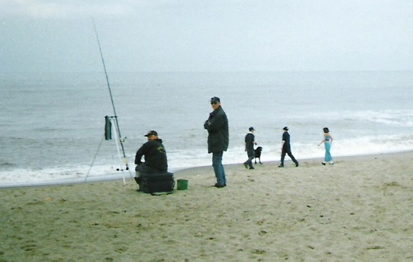 Fishing on Skegness beach.