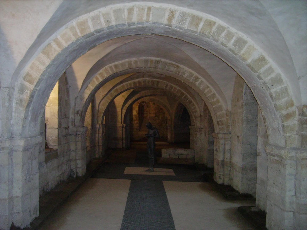 Crypt of Winchester Cathedral and 'Sound II' sculpture, Winchester, Hampshire