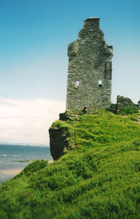 A castle ruin on the  east coast of Ayrshire, Scotland