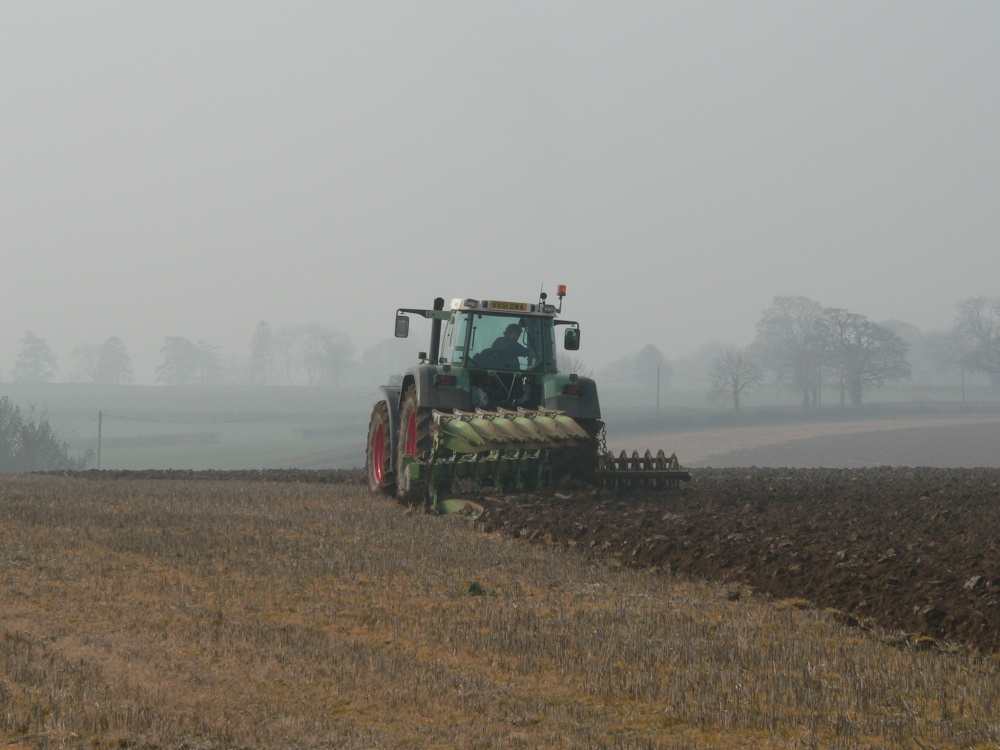 Ploughing a field in rural Somerset
