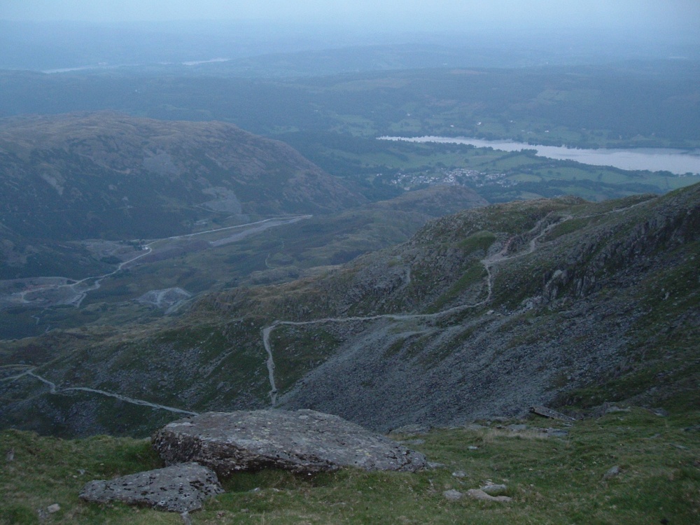 The path down to Coniston from the summit of the 'Old man'. Cumbria