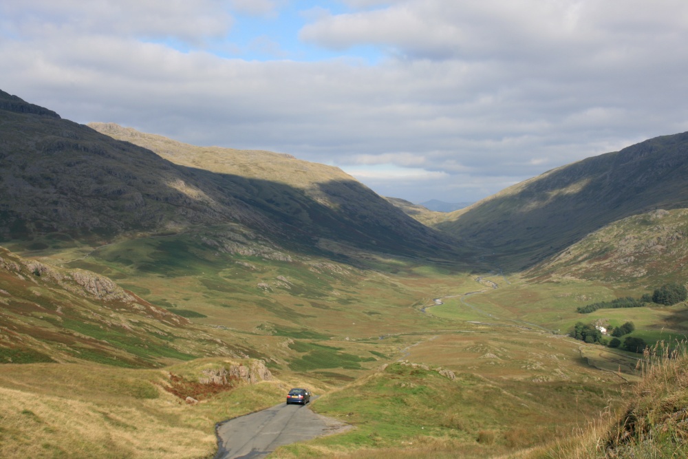 View of the Hardknott Pass in Cumbria
