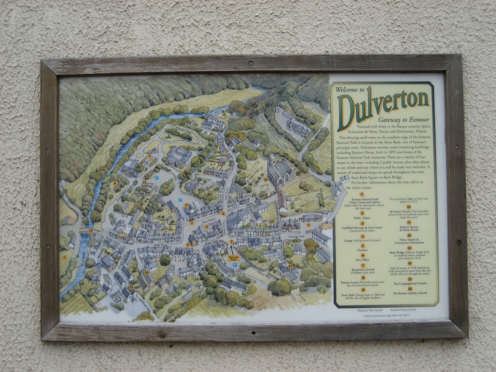 Town Map of Dulverton in Somerset