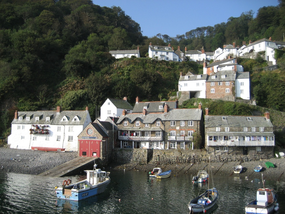 View from harbor wall at Clovelly, Devon