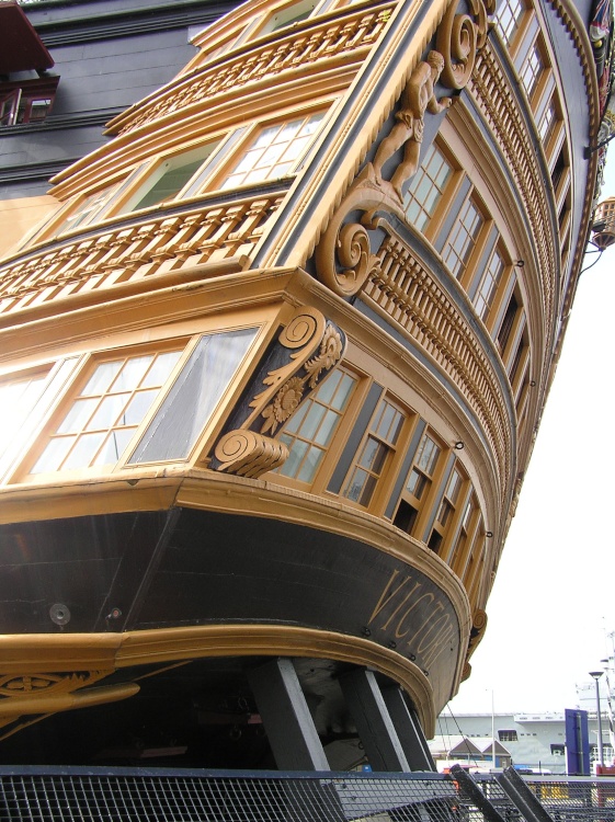 The stern of HMS Victory, Portsmouth, Hampshire