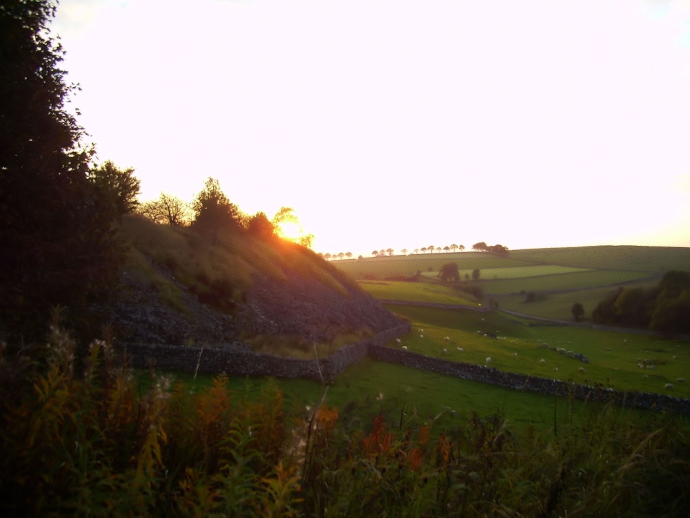 As sun sets over Hartington, Derbyshire