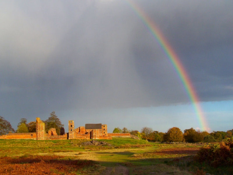Rainbow over Bradgate House Ruins, Leicester, Leicestershire