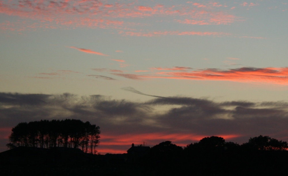 Silhouette of Parsonage Farm, Ribchester, Lancashire.