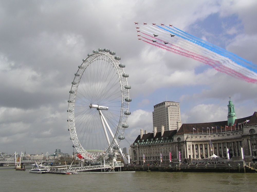 The Red Arrows over the London Eye