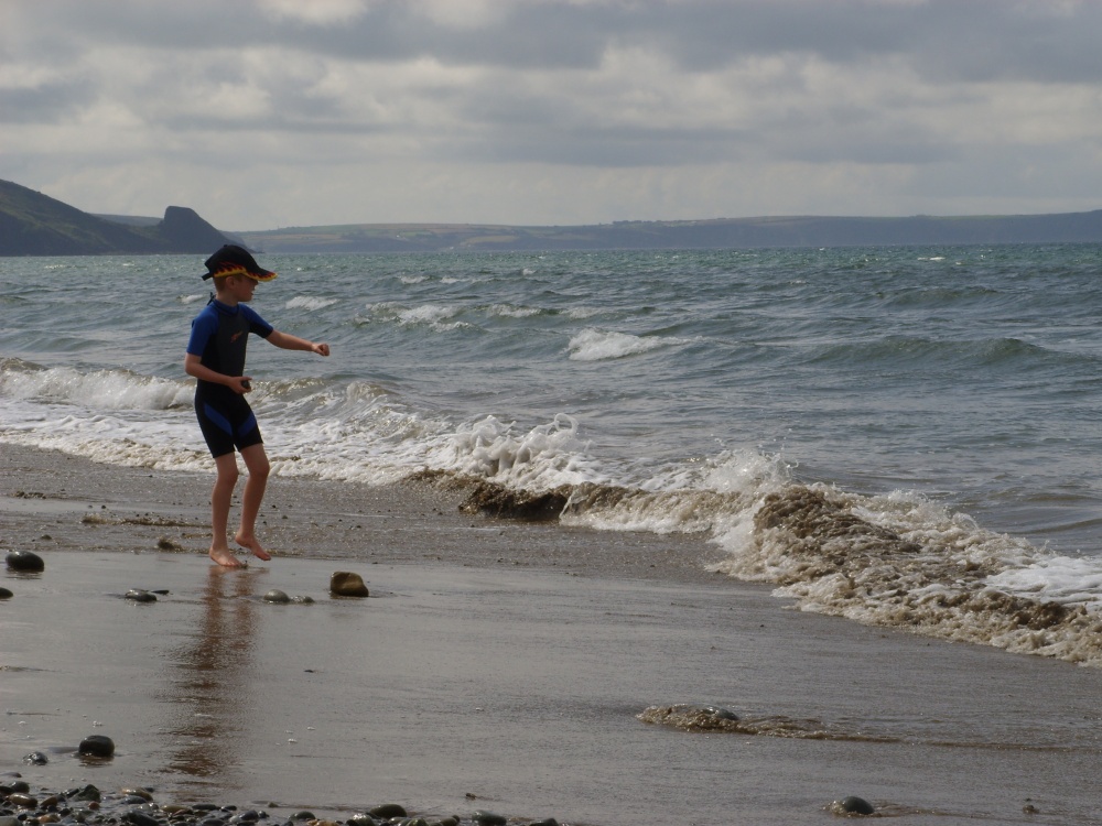 My son at Newgale