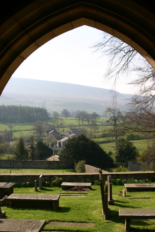 Looking towards Pendle Hill from St Leonard's Church, Downham