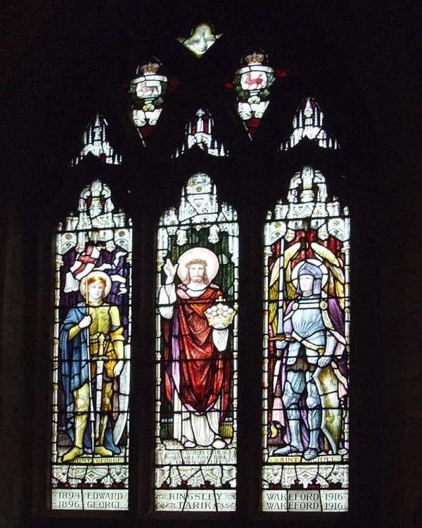 A stained glass window at St Nicholas  Church, Leicester