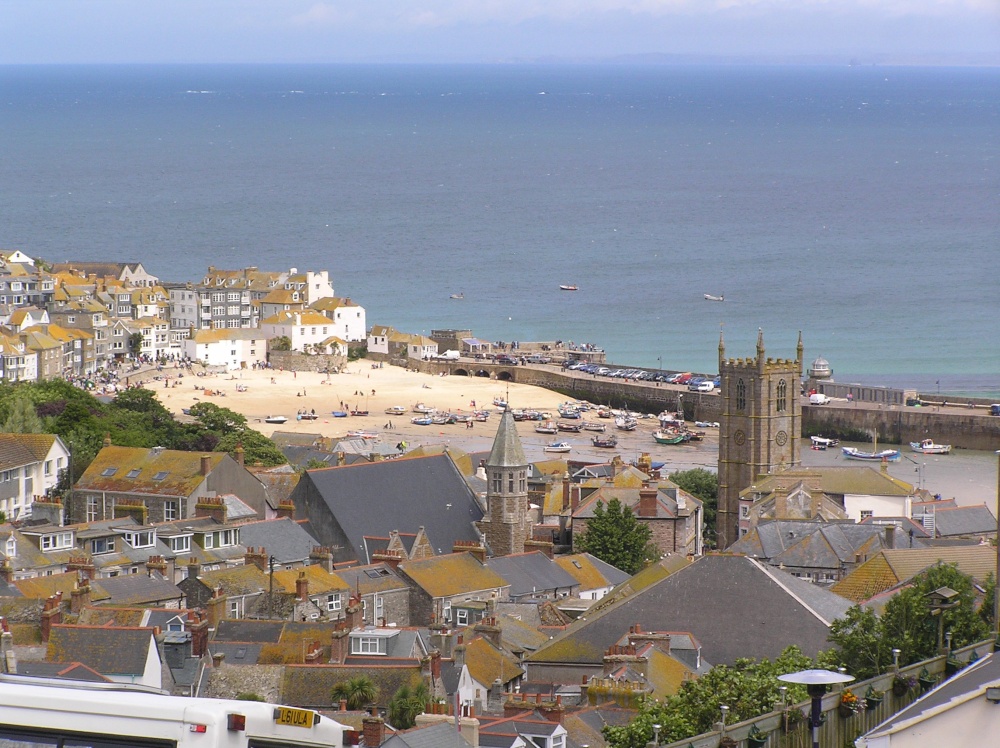 St Ives harbour seen from above the town