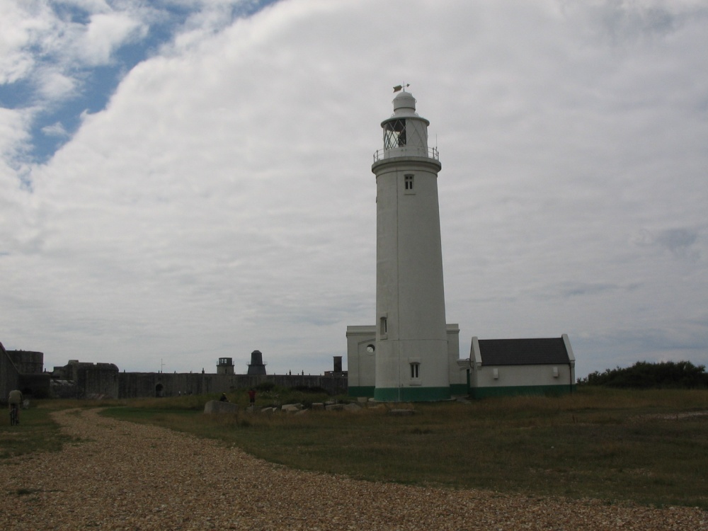 Hurst Lighthouse on a grey day