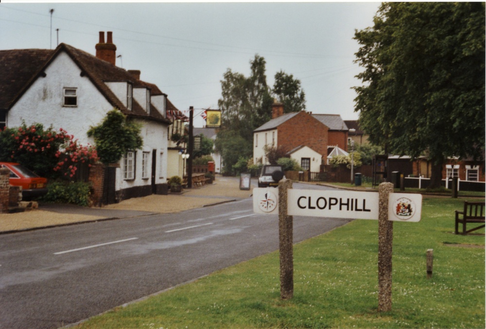 Entrance to Clophill on a rainy day