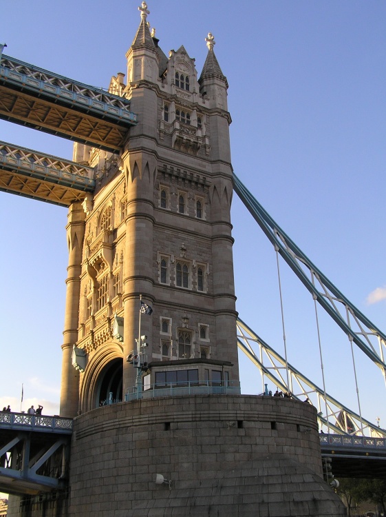 One of Tower Bridge's two towers from almost underneath