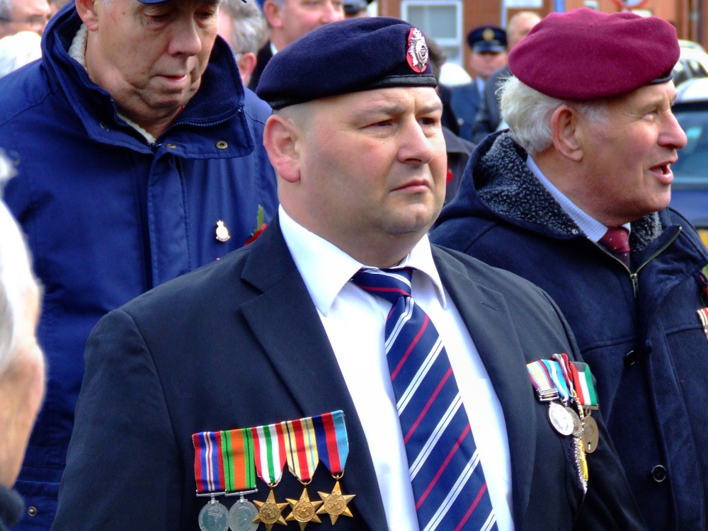 A well decorated serviceman at the Cenotaph